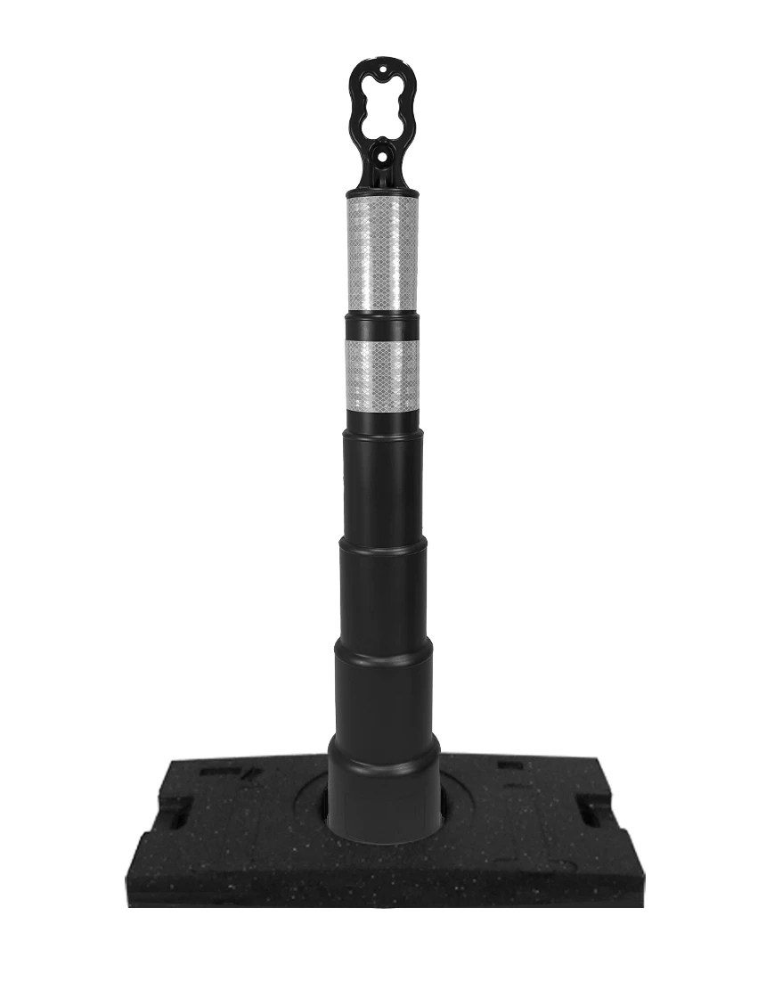 42 inch black EZ-Grab channelizer orange 30 lb base with 6\" \u0026 4\" reflective collars