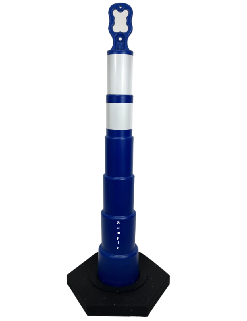 42\" Ez Grab Channelizer Blue 16 lbsBase Lettering Double Sided Two Engineer Grade 6\" 4\" White