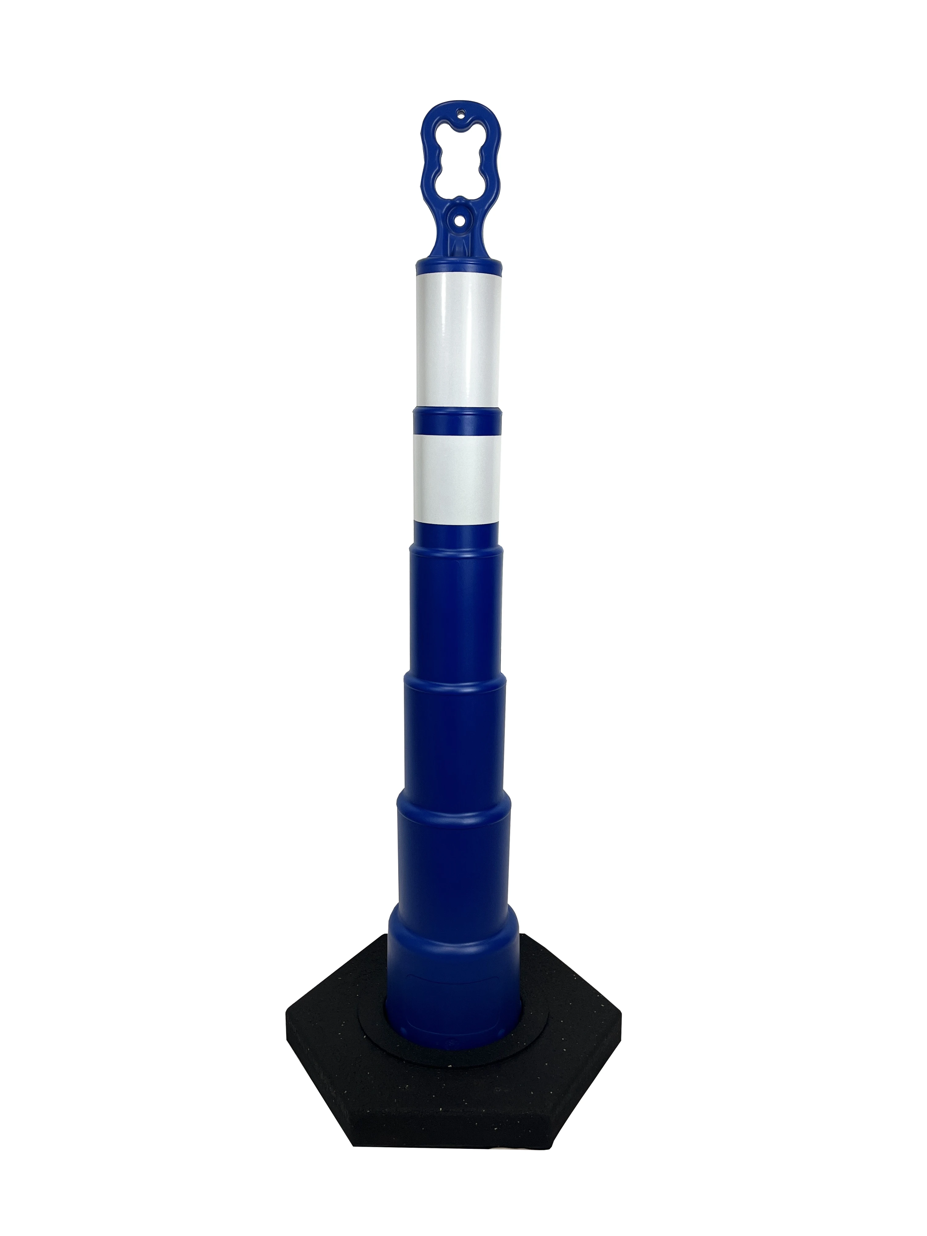 42\" Ez Grab Channelizer Blue Lettering Single Side 16 lbsBase Two Engineer Grade 6\" 4\" White