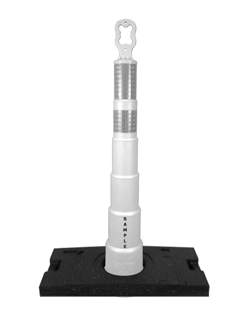 42 inch white EZ-Grab channelizer 30 lb base and 2X custom lettering
