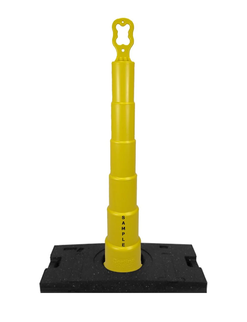 42 inch yellow EZ-Grab channelizer 30 lb base and 2X custom lettering