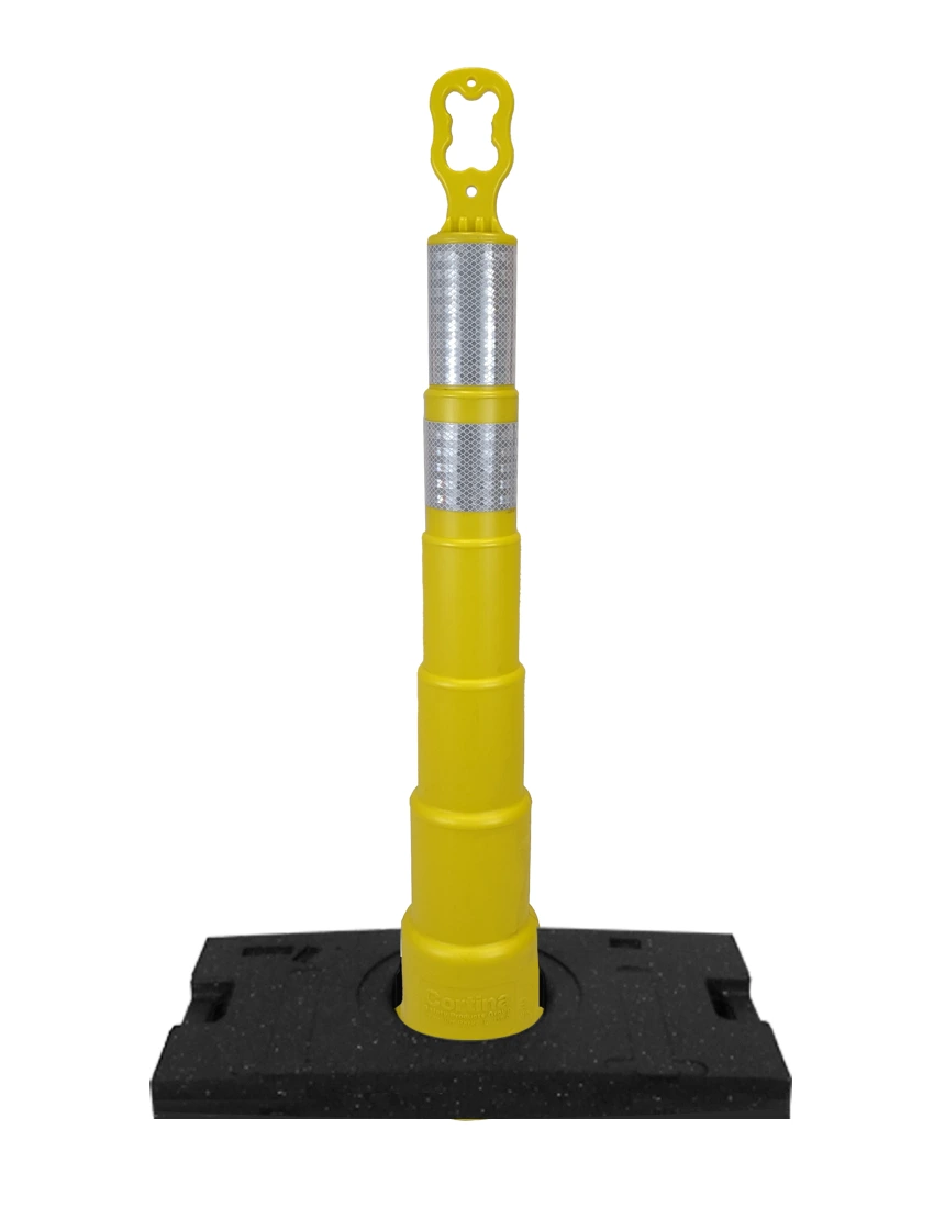 42 inch yellow EZ-Grab channelizer orange 30 lb base with 6\" \u0026 4\" reflective collars