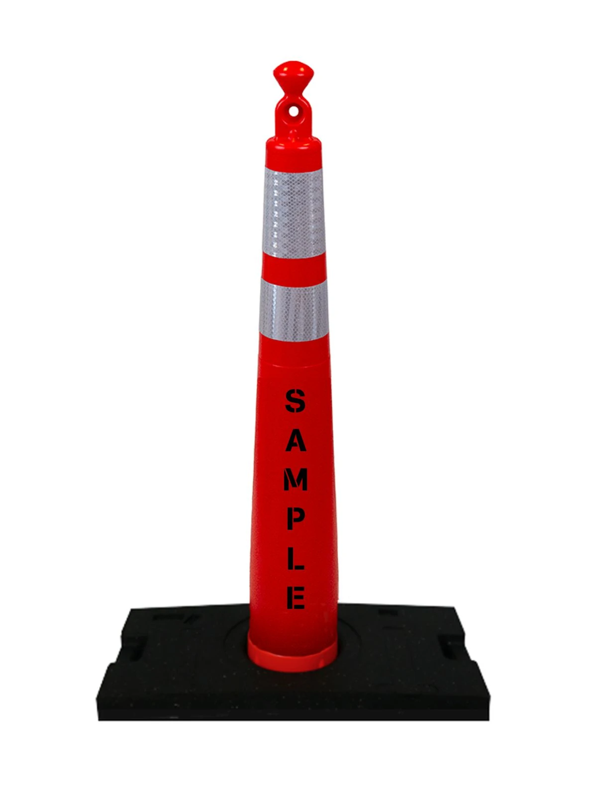 42\" Grabber Cone with 6\" \u0026 4\" Reflective Collar, 30 Lb. Recycled Rubber Base \u0026 Custom Lettering