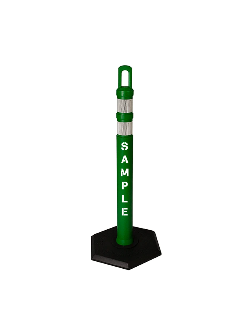 42\" Green JBC Arch Top Tube with Two 3\" Reflective Collars, Custom Lettering \u0026 12lb Base