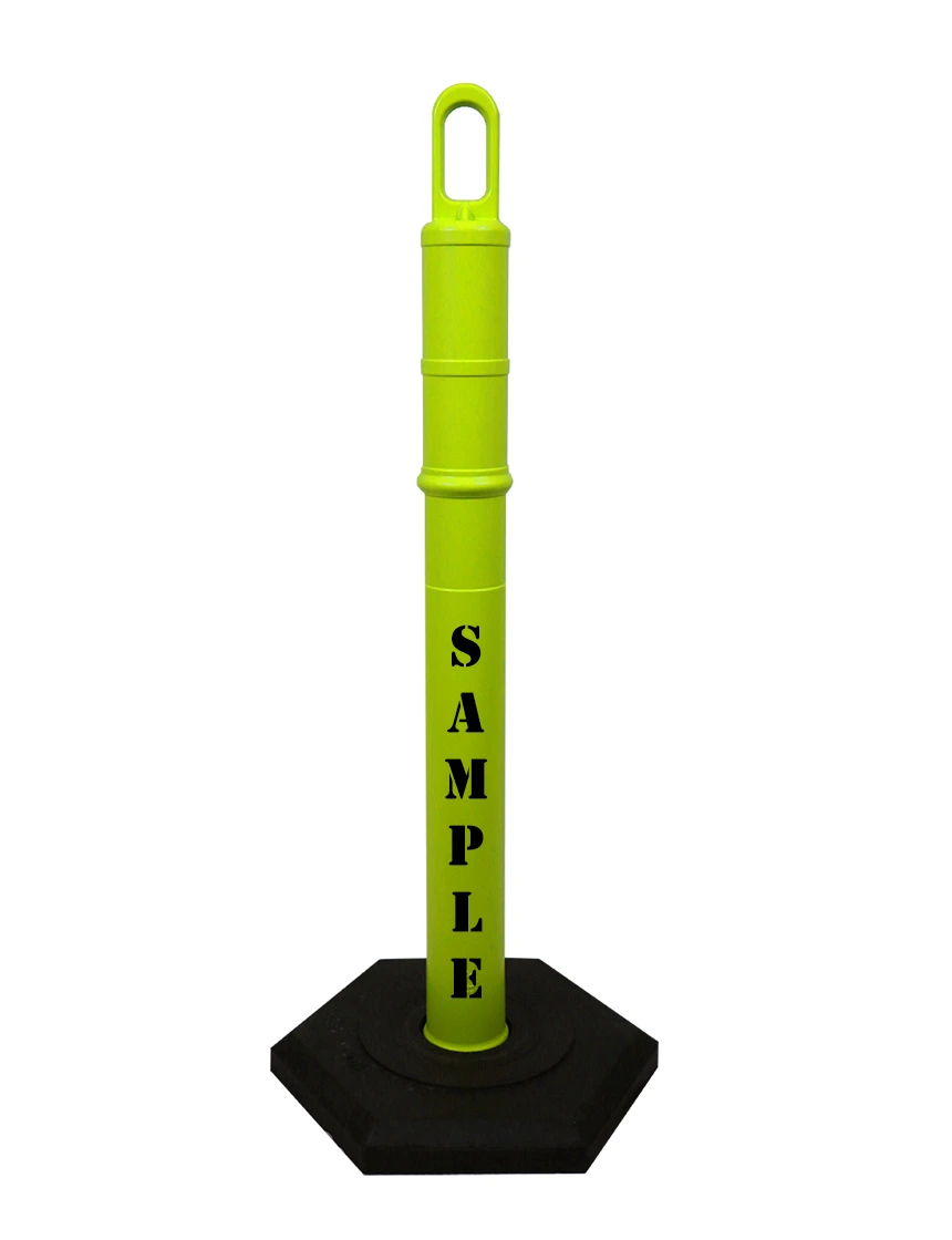 42\" LIME TrafFix Looper Tube with 12 Lb. Base with Custom Lettering