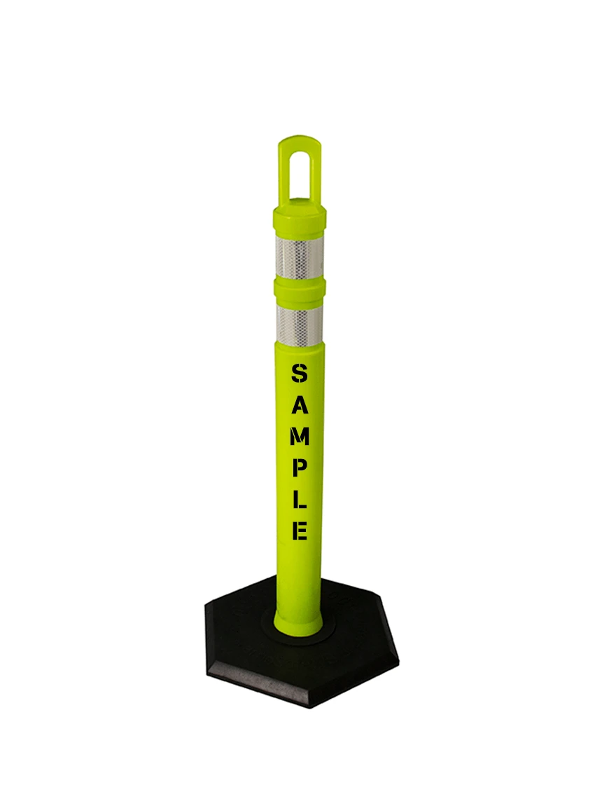 42\" Lime JBC Arch Top Tube, Two 3\" Reflective Collars, 18lb Base \u0026 Double Sided Lettering