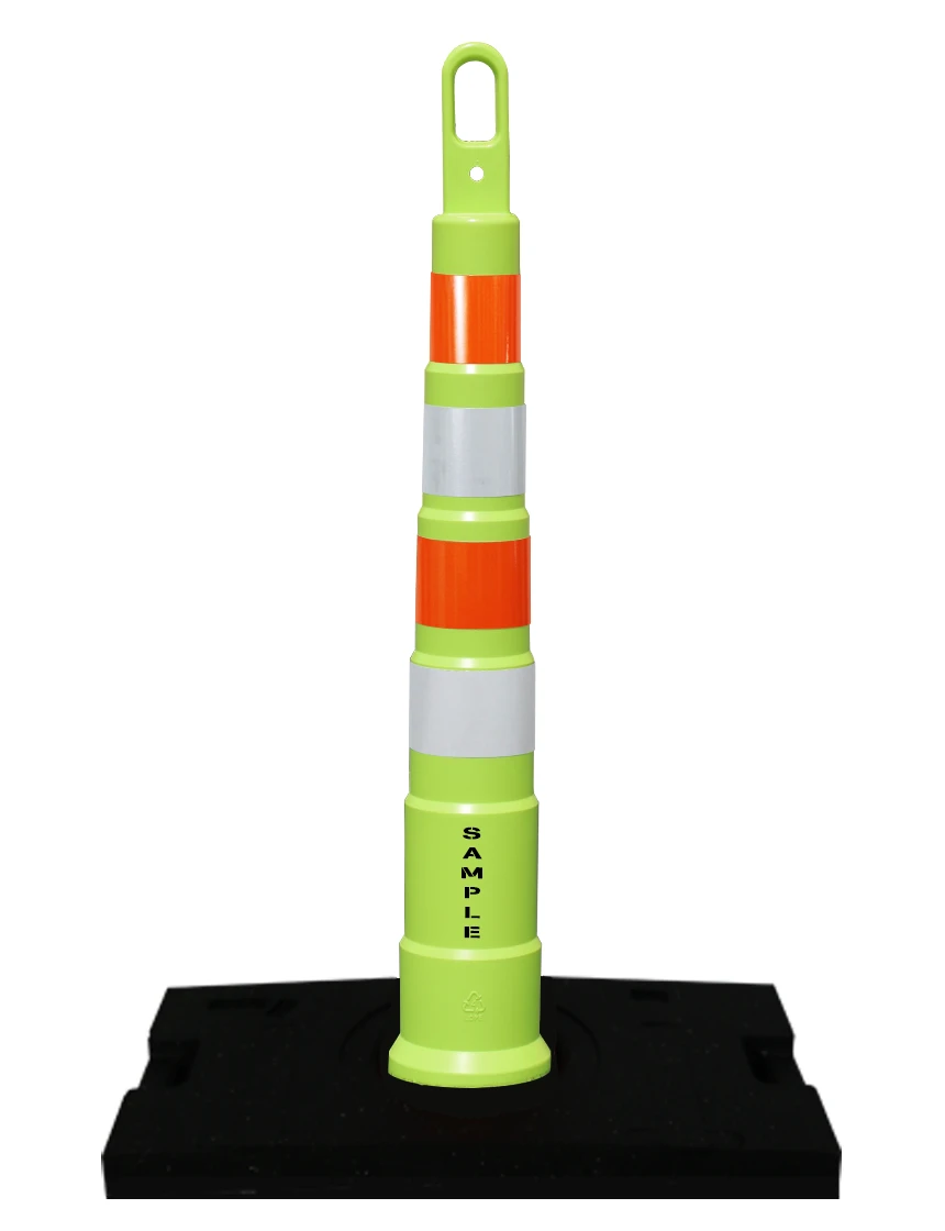 42\" LIME Traffix Looper Cone Channelizer w/Four 4\" EG Reflective Collar,30# Base \u0026 Custom Lettering