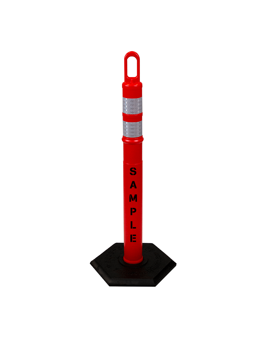 42\" ORANGE TrafFix Looper Tube, two 3\" Reflective Collars, 18 Lb Base \u0026 Double Sided Custom Lettering
