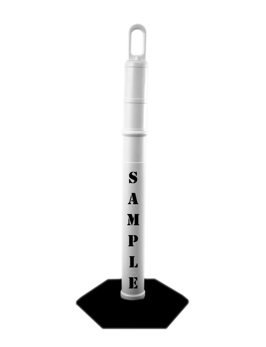 42\" WHITE TrafFix Looper Tube with 8 Lb. Base with Custom Lettering