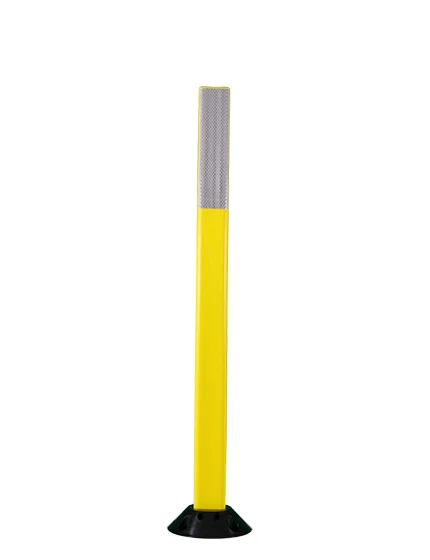42\" Yellow Cloverleaf Delineator with 2\" by 10\" White Reflective Collar \u0026 Adhesive Mounting Hardware