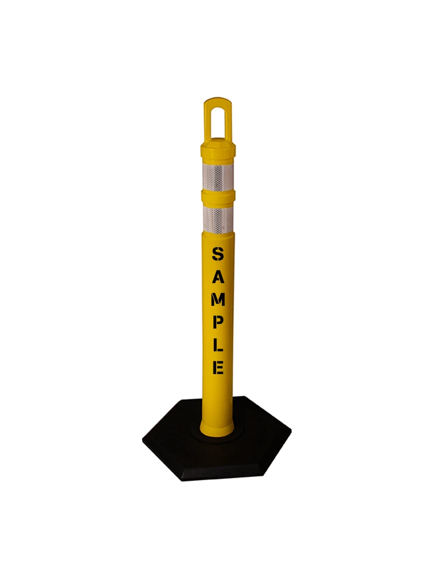 42\" Yellow JBC Arch Top Tube, Two 3\" Reflective Collars, 8lb Base \u0026 Double Sided Lettering