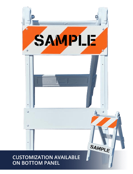 45\" H x 24\" W Folding Plastic Type 1 Barricade w/EG Reflective Sheeting \u0026 Custom Lettering One Side