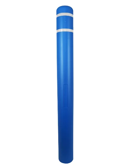 5\" x 52\" Blue Bollard Cover with two White Reflective Stripes