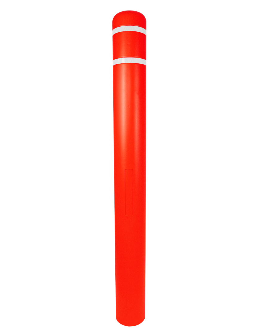 5\" x 52\" Red Bollard Cover with two White Reflective Stripes