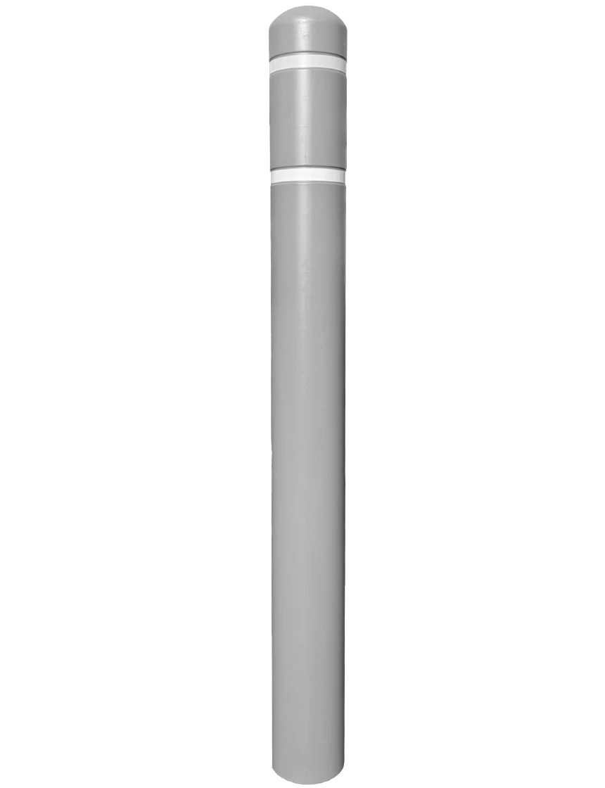 5\" x 52\" Gray Bollard Cover with Two (2) White Reflective Stripes
