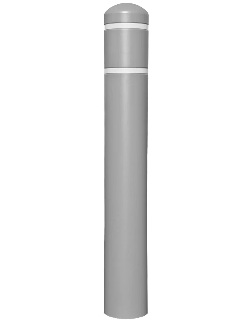 7\" X 52\" Gray Bollard Cover w/ Two White Reflective Stripes