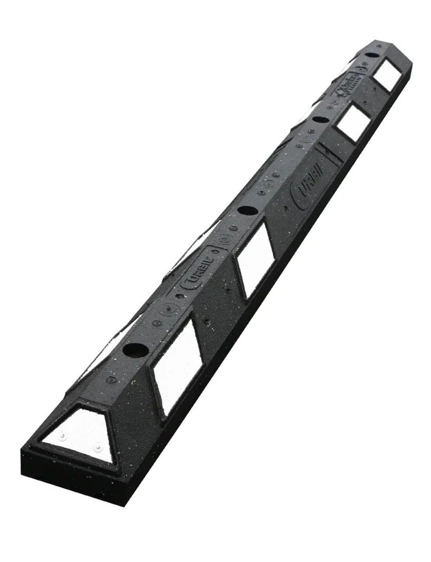 6\u0027 Black \u0026 White Clearline Recycled Rubber Parking Block with No Mounting Hardware