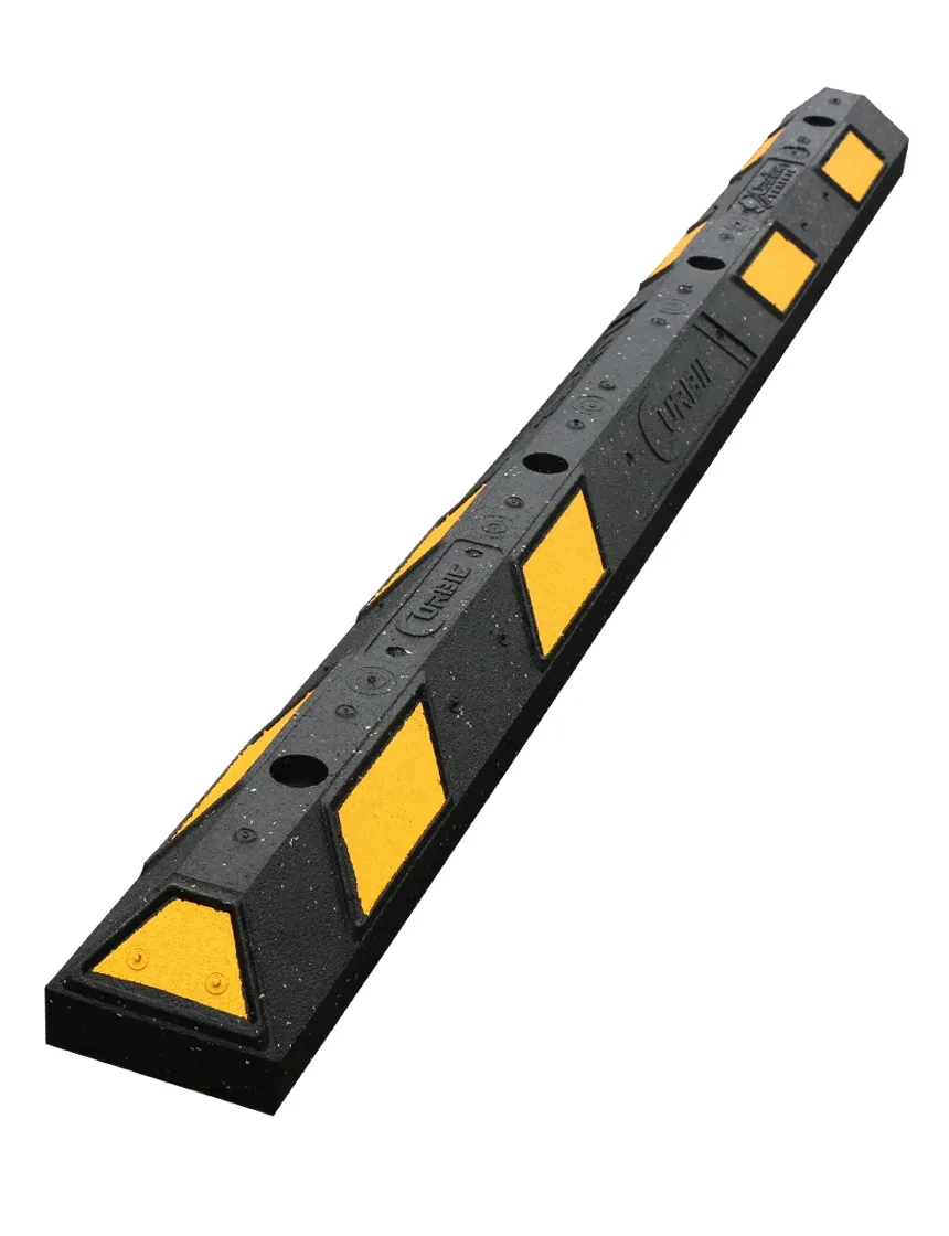 6\u0027 Black \u0026 Yellow Heavy Duty Recycled Rubber Parking Block w/ No Mounting Hardware Option Chosen