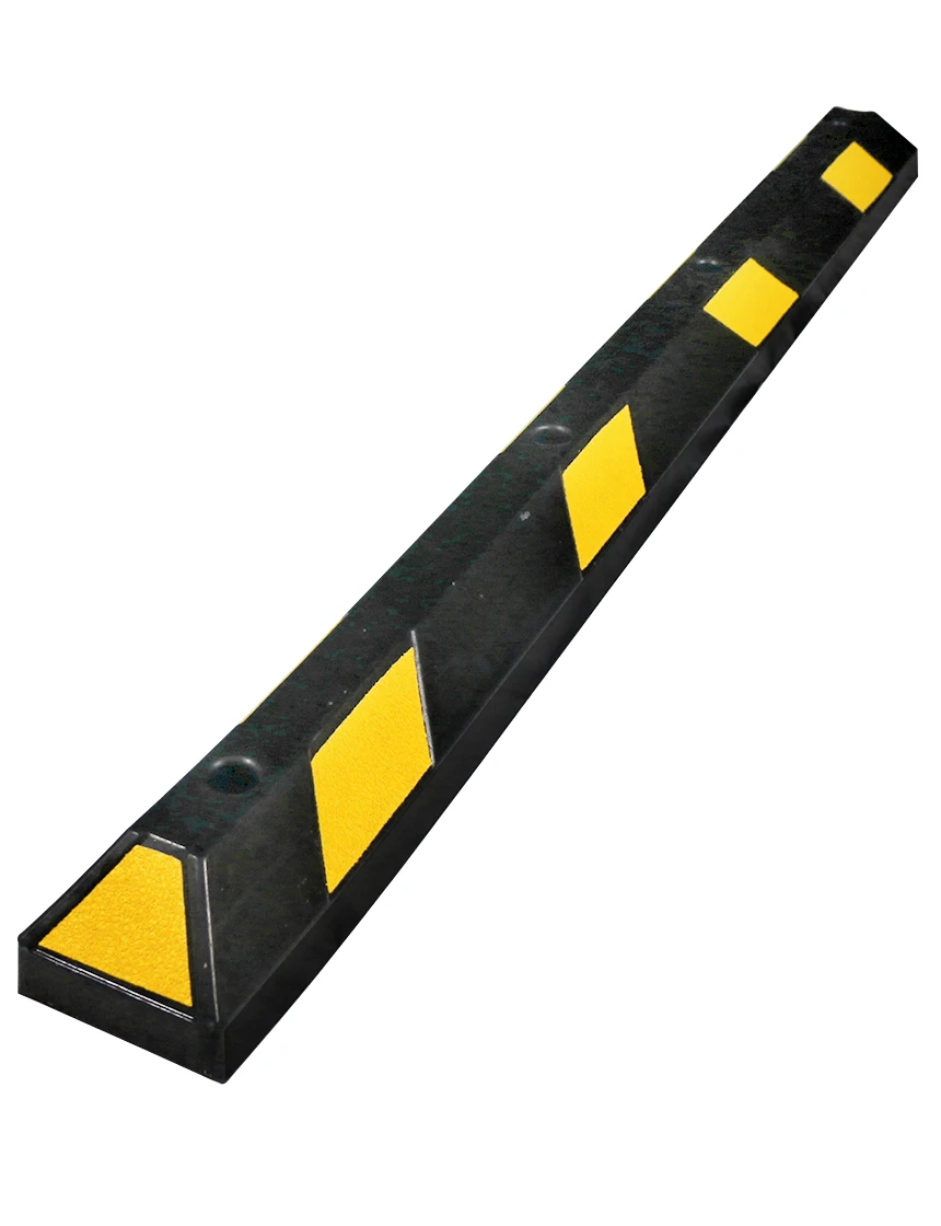 6\u0027 Black Rubber Parking Block with Yellow Reflective Panels