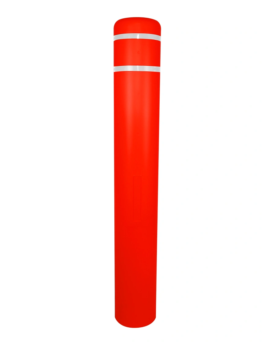 7\" x 52\" Red Bollard Cover with two White Reflective Stripes