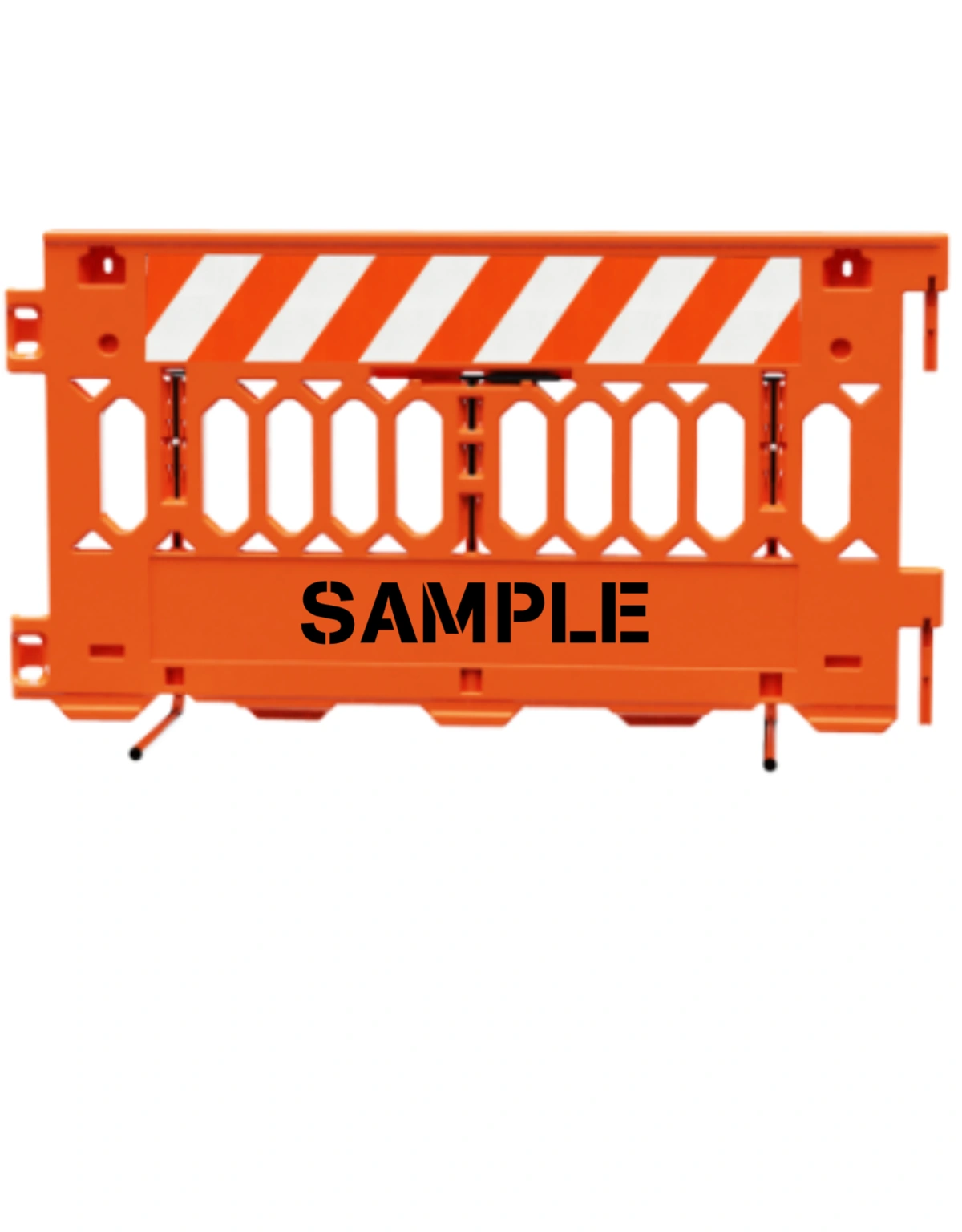 72\" Long ADA Pathcade Barricades, Orange with One (1) Piece of EG Sheeting on One (1) Side \u0026 Custom Lettering on Both (2) Sides