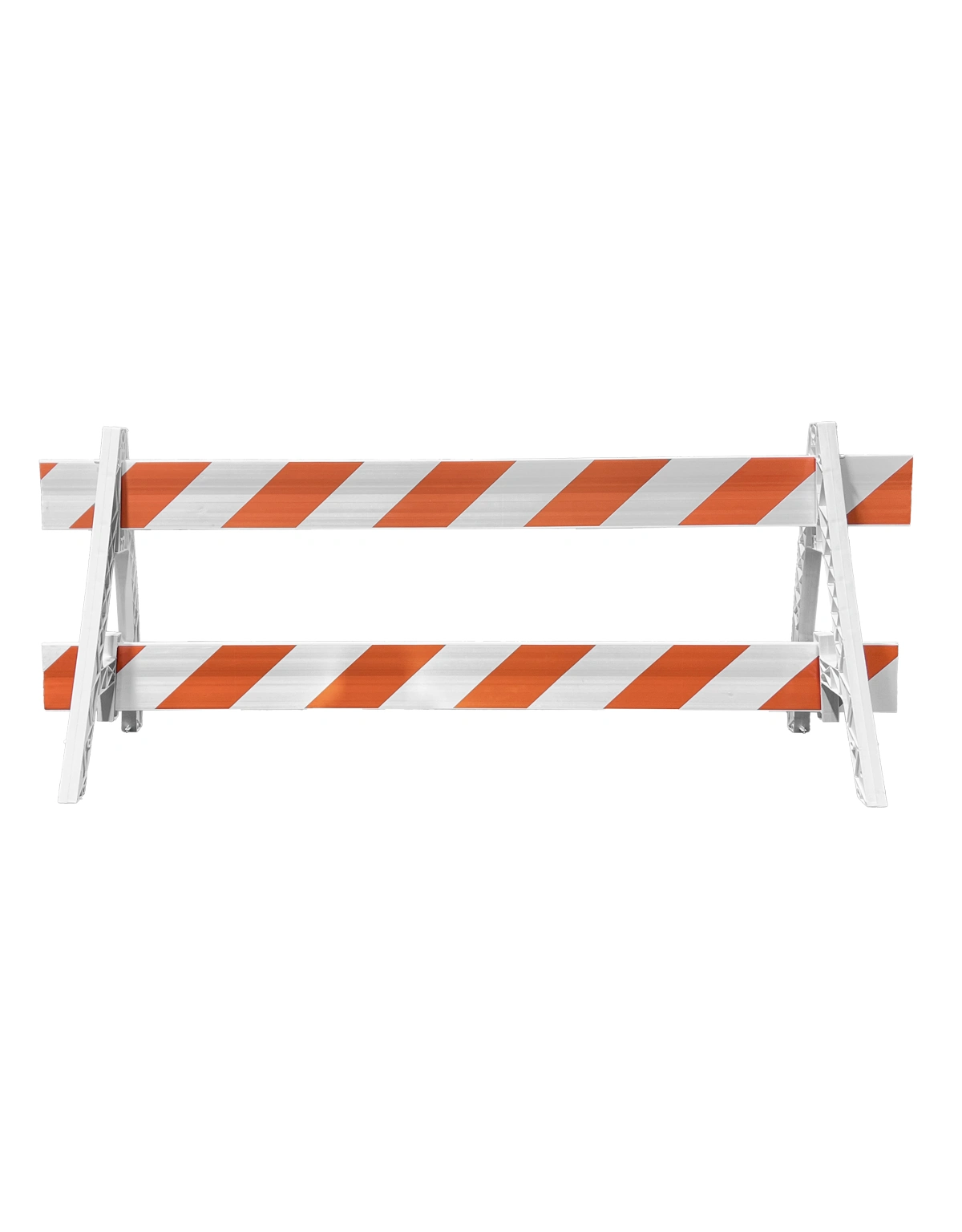 Two (2) Cortina Economy A-Cade Legs \u0026 Two (2) 8\u0027 x 1\" Rails w/Orange \u0026 White HI Reflective Sheeting on Both (2) Sides