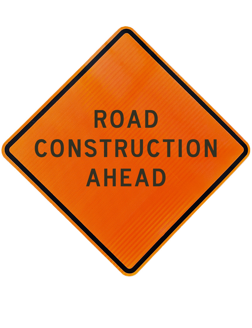 48\", Aluminum Composite Material (Acm), High Intensity Reflective Sign, Road Construction Ahead