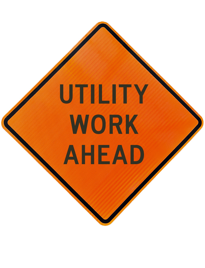 48\", Aluminum Composite Material (Acm), High Intensity Reflective Sign, Utility Work Ahead