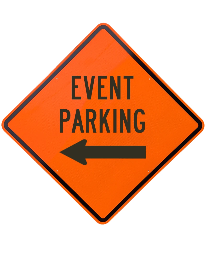 48\", Aluminum, Diamond Grade Reflective Sign, Event Parking Left Arrow