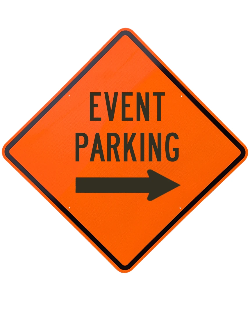 48\", Aluminum, Diamond Grade Reflective Sign, Event Parking Right Arrow