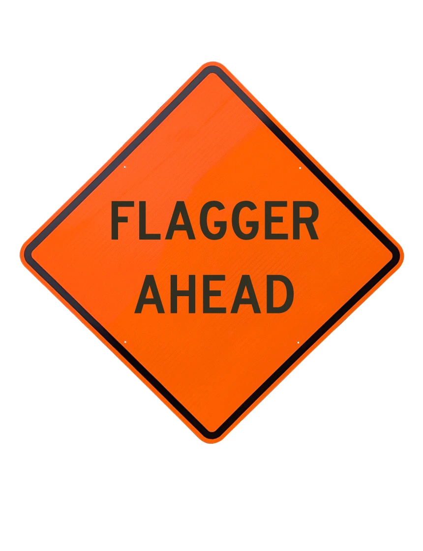 36\", Aluminum, Diamond Grade Reflective Sign, Flagger Ahead (Text)