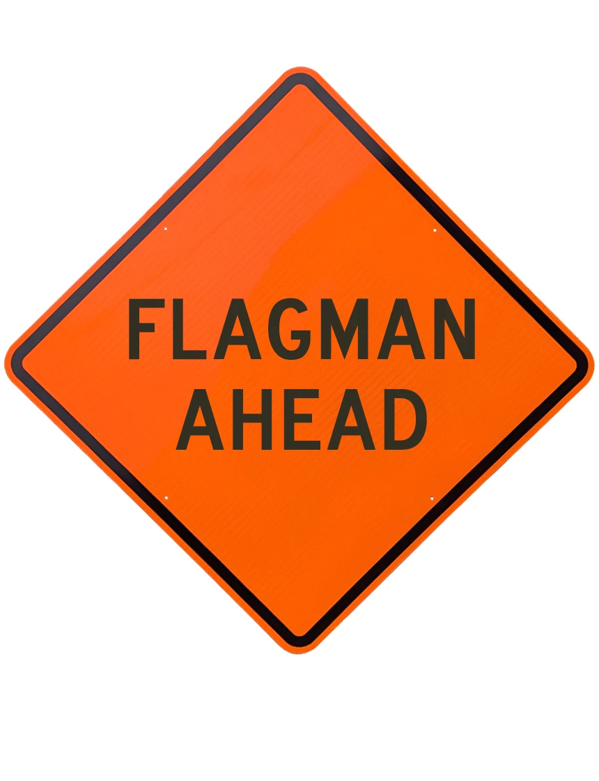 48\", Aluminum, Diamond Grade Reflective Sign, Flagman Ahead