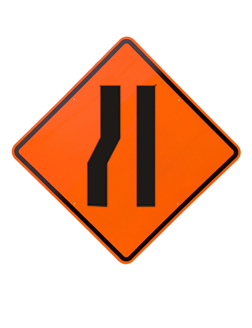 36\", Aluminum, Diamond Grade Reflective Sign, Left Lane Ending Symbol