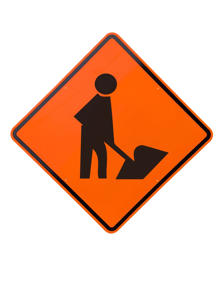 36\", Aluminum, Diamond Grade Reflective Sign, Men Working Symbol