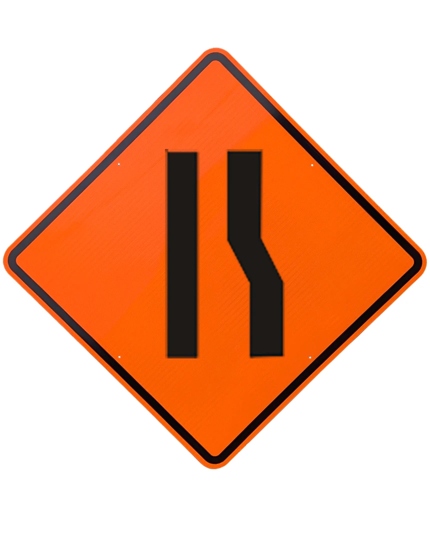 48\", Aluminum, Diamond Grade Reflective Sign, Right Lane Ending Symbol