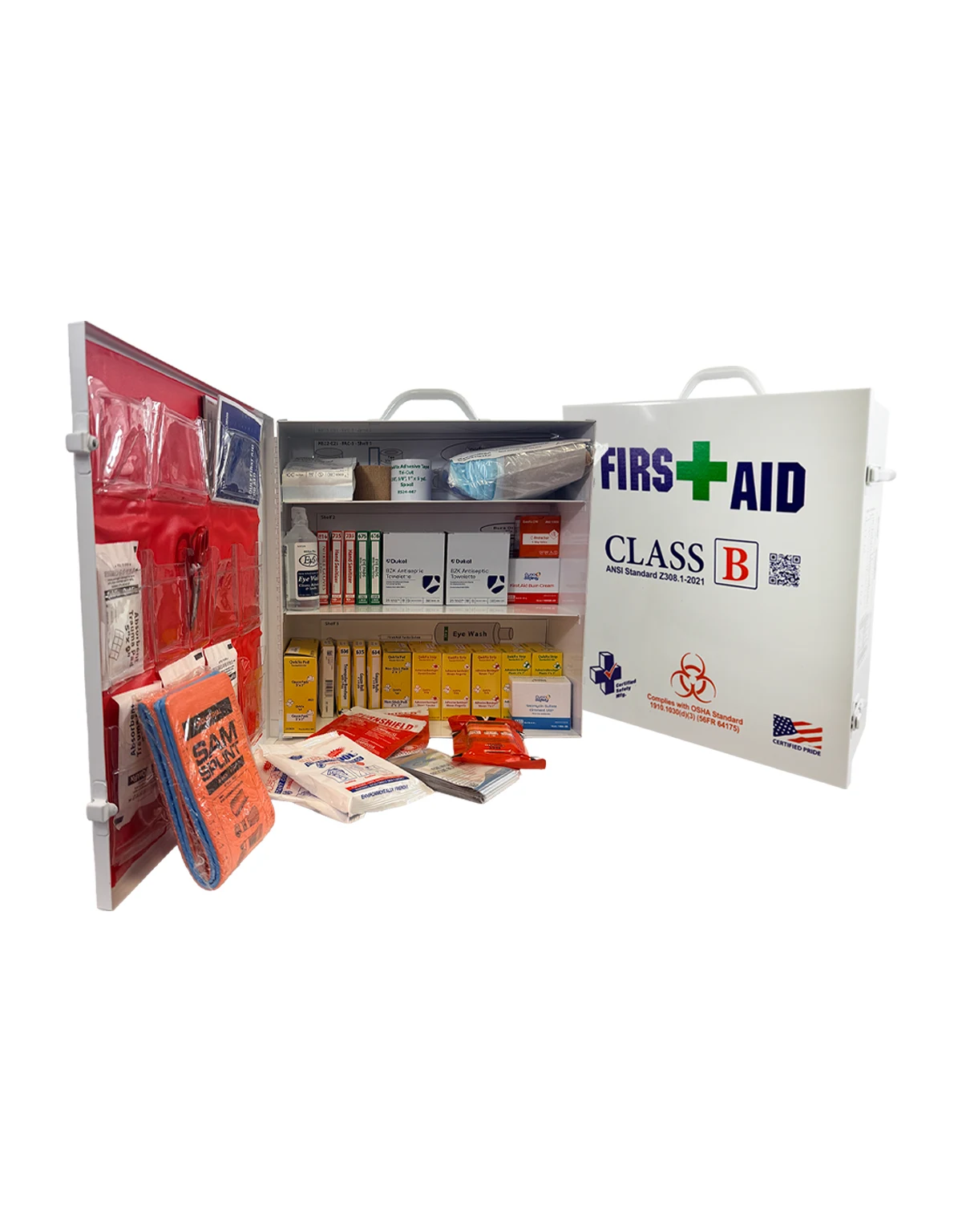 ANSI Class \"B\" Blood Borne Pathogen (BBP) First Aid Kit in Metal Cabinet