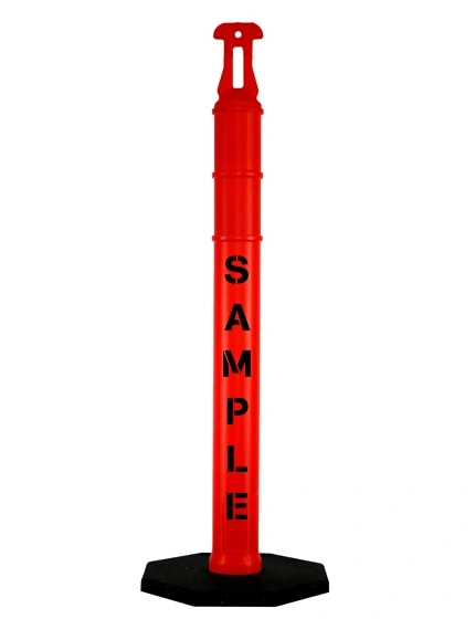 42\" Orange Arrow-Top Tube w/Two 3\" Reflective Collars,18lbs Base \u0026 Double Sided (2)Custom Lettering