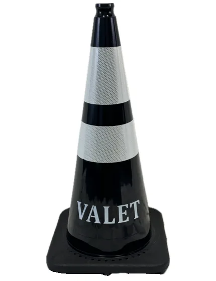 Black 28\" 7 lbs JBC Cone w/ 6\" \u0026 4\" Reflective Collars \u0026 Single-Sided \u0027Valet\u0027 Lettering