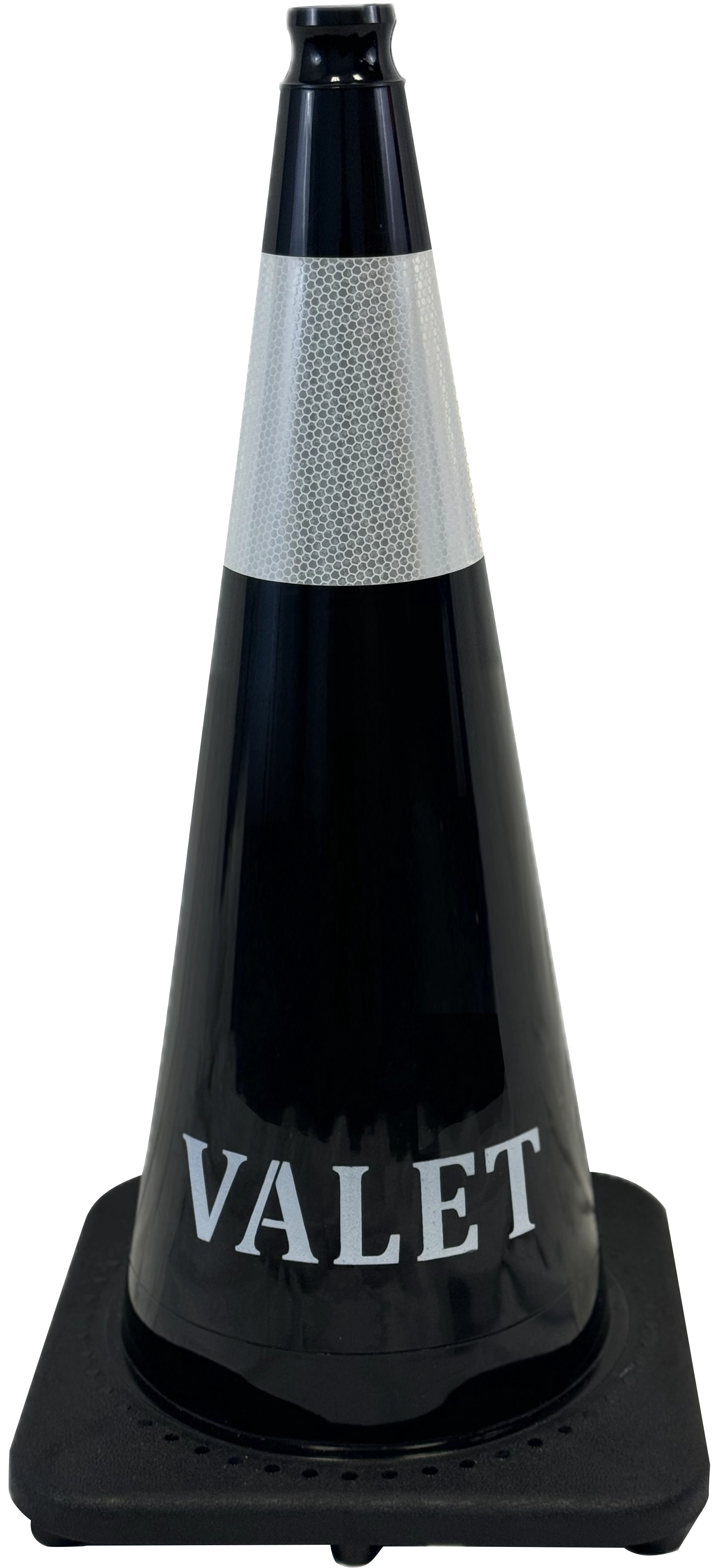 Black 28 inch 7 lbs JBC Cone with 6\" Reflective Collar \u0026 Double-Sided \u0027VALET\u0027 Lettering in White Ink