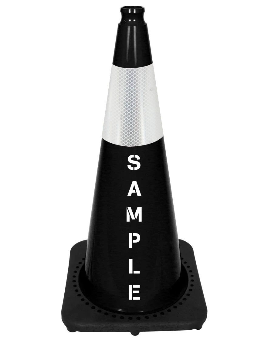 Black 28 inch 7 lbs JBC Cone Single 6\" Reflective Collar and Double Sided Lettering