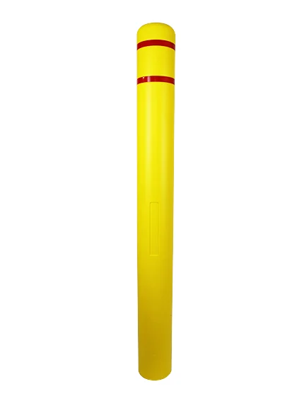 5\" x 52\" Yellow Bollard Cover with Two (2) Red Reflective Stripes