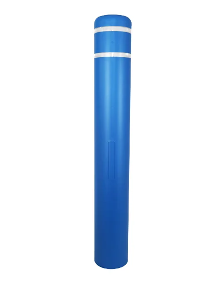 7\" x 52\" Blue Bollard Cover with Two (2) White Reflective Stripes