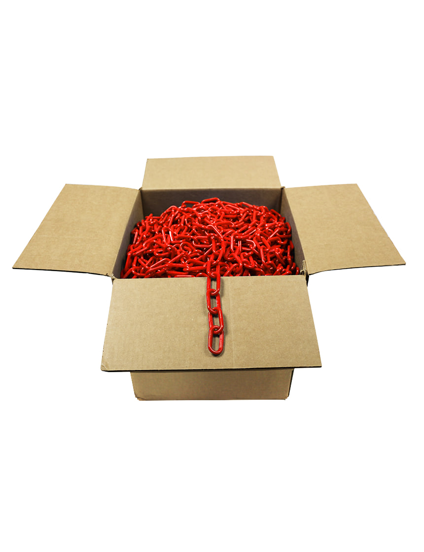 500\u0027 Box Of Red 2\" Link, Standard Plastic Chain