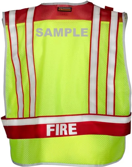 Lime \u0026 Red, 4-Point\"Breakaway\" Psv w/Fire In Reflective Letters, 2Xl-4Xl \u0026 Custom Reflective Text