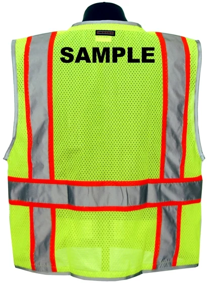 Premium Brilliant, Ultra-Cool Lime Mesh, Class 2 Vest, Medium w/Non-Reflective Custom Lettering