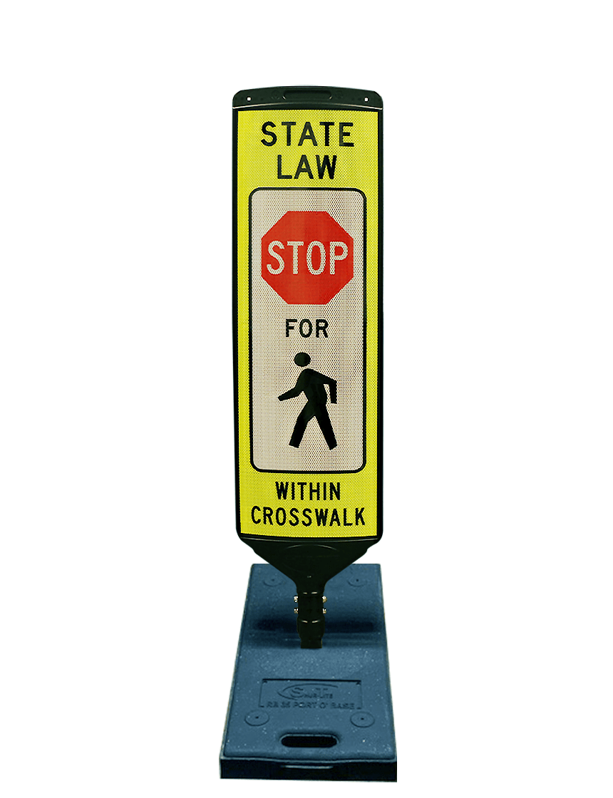 48\" State Law Stop For Pedestrians Double Sided - Portable