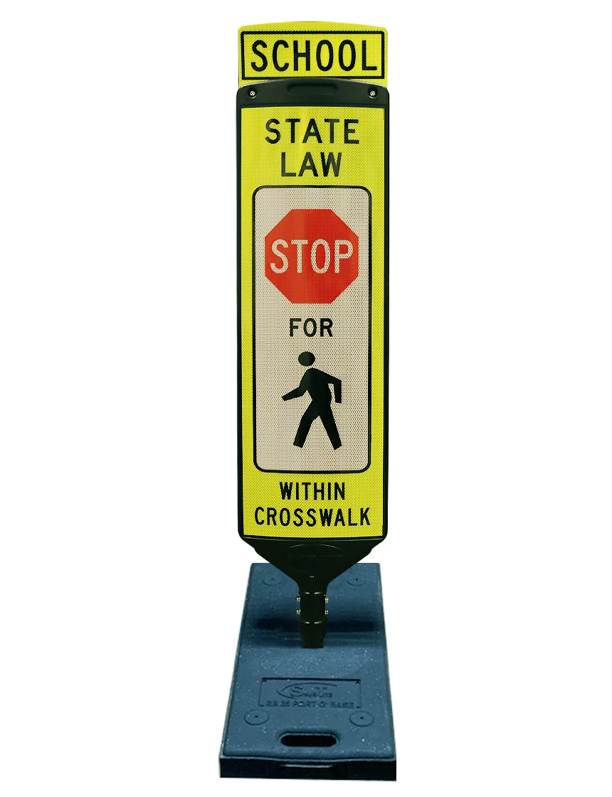 48\" School State Law Stop For Pedestrians Double Sided - Portable
