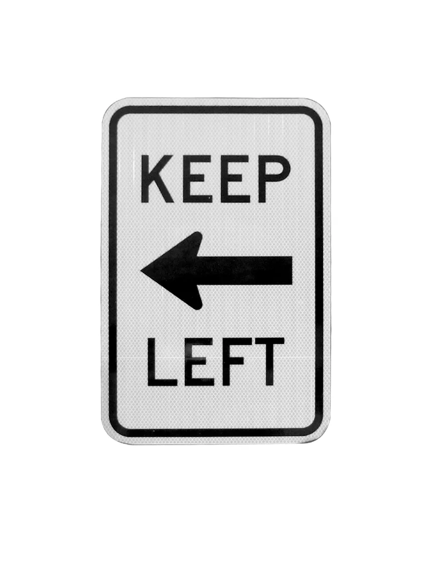 12\" X 18\" Keep Left Sign w/ HI Sheeting, 3 Mil Acm