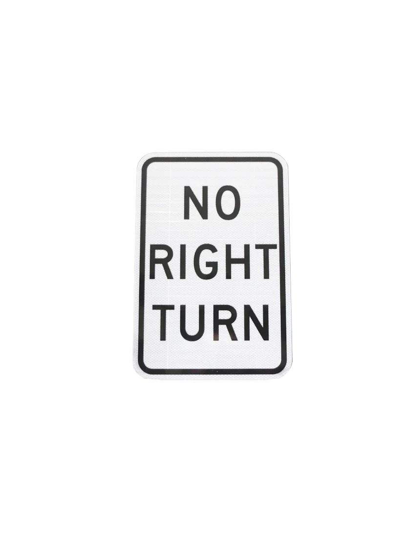 12\" X 18\" No Right Turn Sign w/ HI Sheeting, 3 Mil Acm