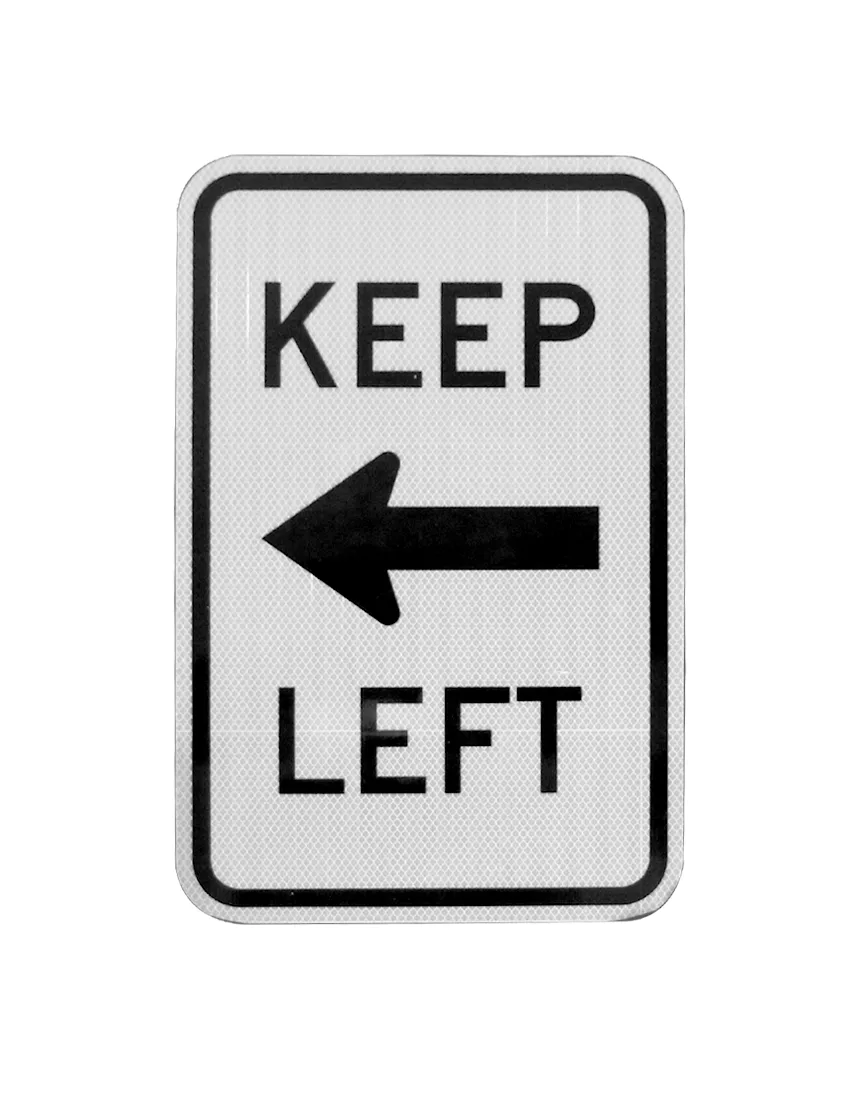 18\" X 24\" Keep Left Sign w/ HI Sheeting, 3 Mil Acm